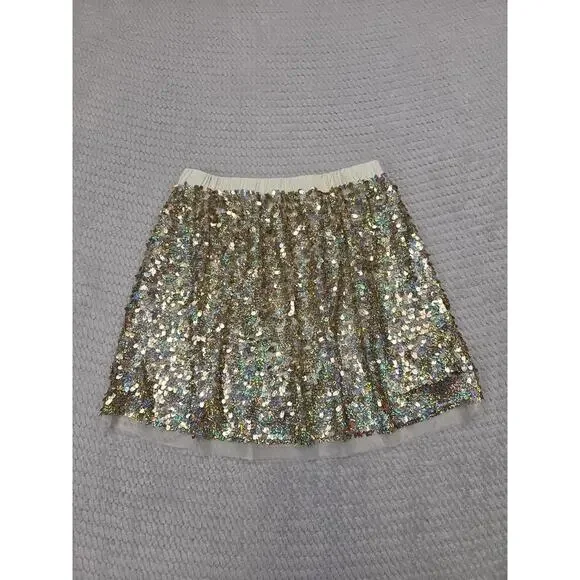 Crew Cuts Skirt Girls 8 Gold All Over Sequin - Picture 5 of 6